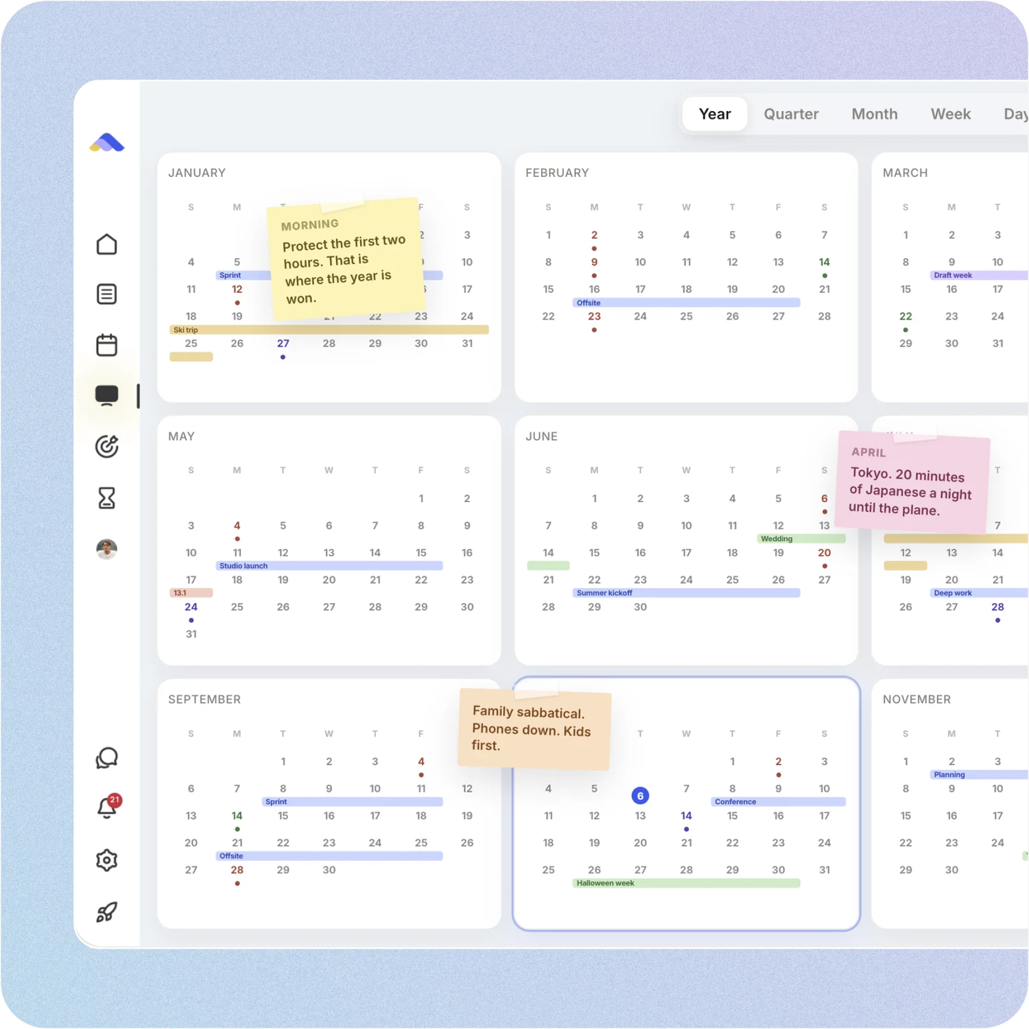 ByDesign AI canvas showing a full year of plans