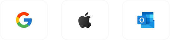Google Calendar, Apple Calendar, and Outlook logos
